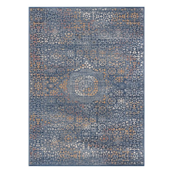 Dywan wełniany NAIN Ornament 7708/51911 granat / pomarańczowy 80x150 cm
