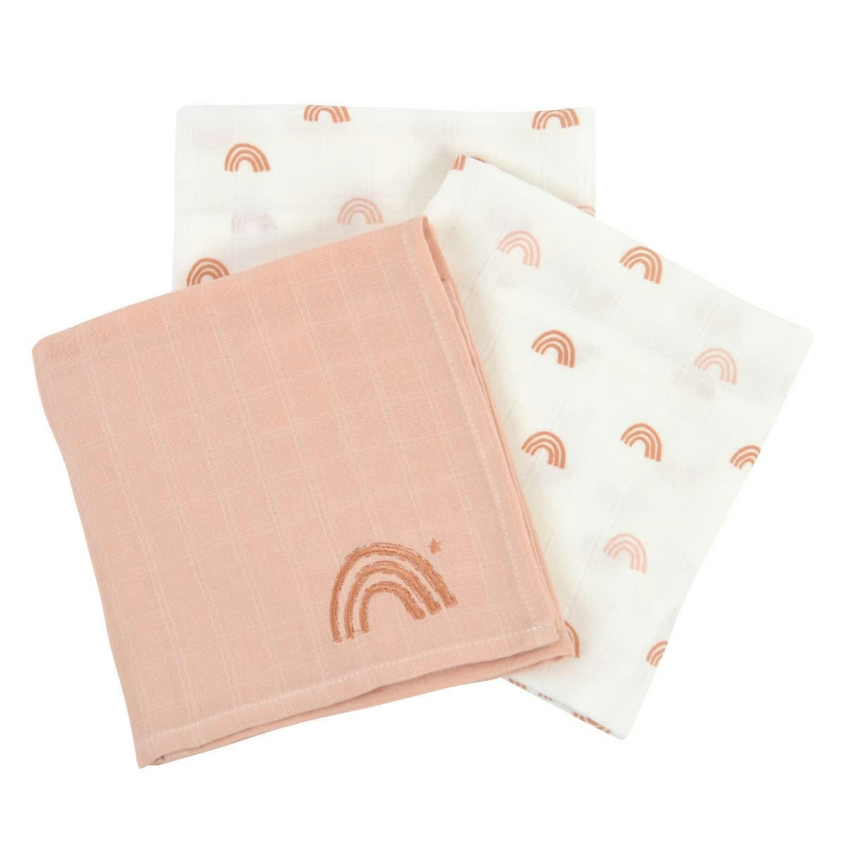 RAINBOW - Lot de 3 langes écrus coton bio 60x60 cm