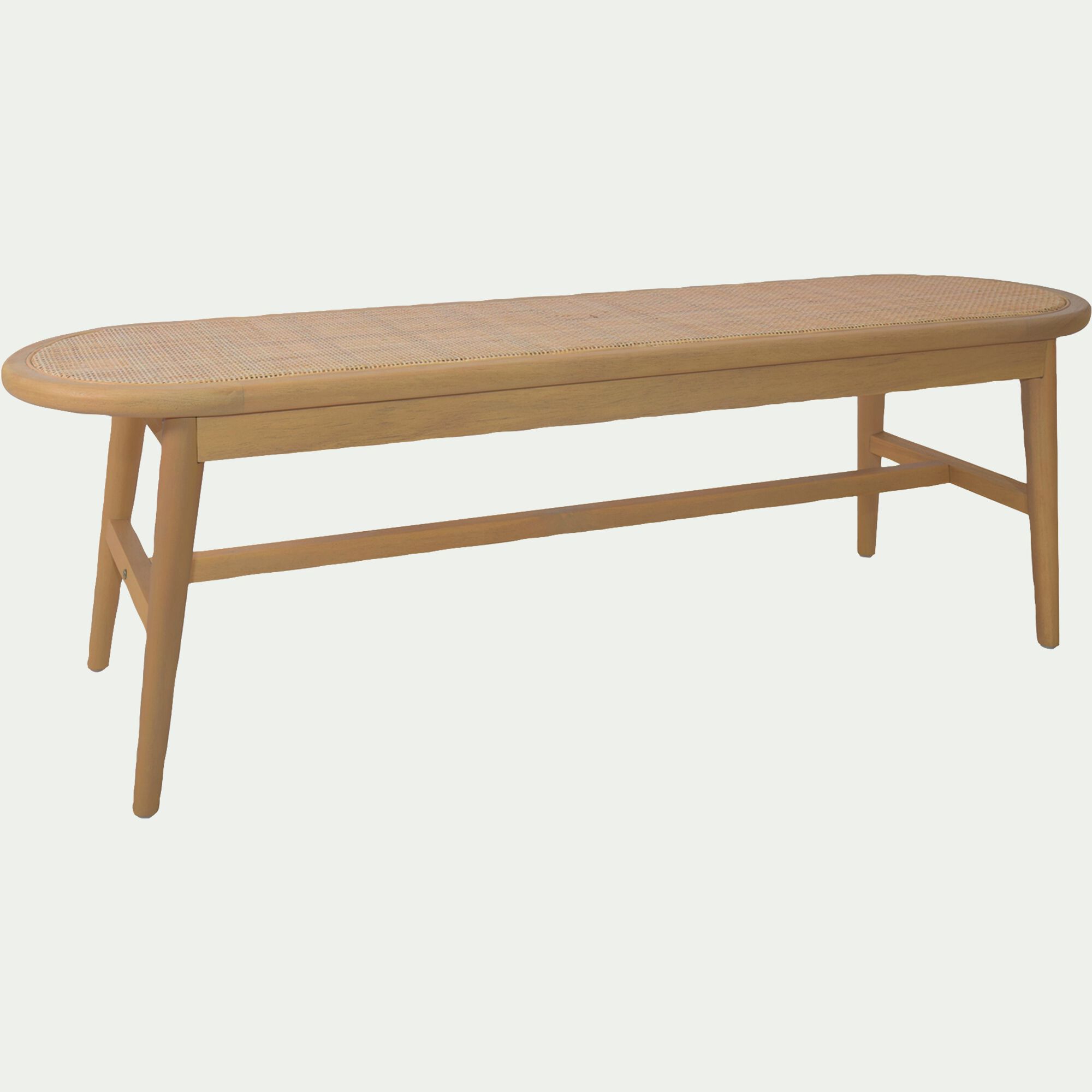 HELIONE - Banc oval en acajou L150cm - bois clair