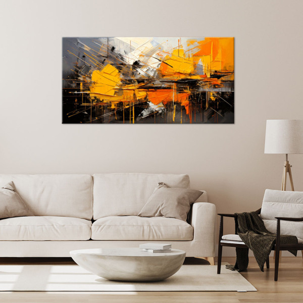 Feeby Obraz na płótnie, Geometryczna Abstrakcja Pomarańczowy 80x40