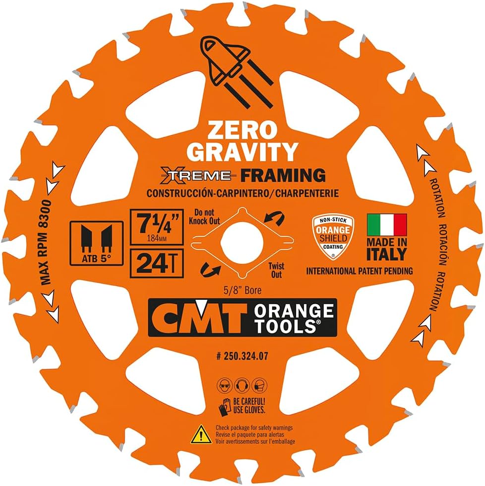 CMT Orange Tool 250.324.07-X10 FRAMING Zero Gravity 7-1/4”x5/8”, 10 Pack