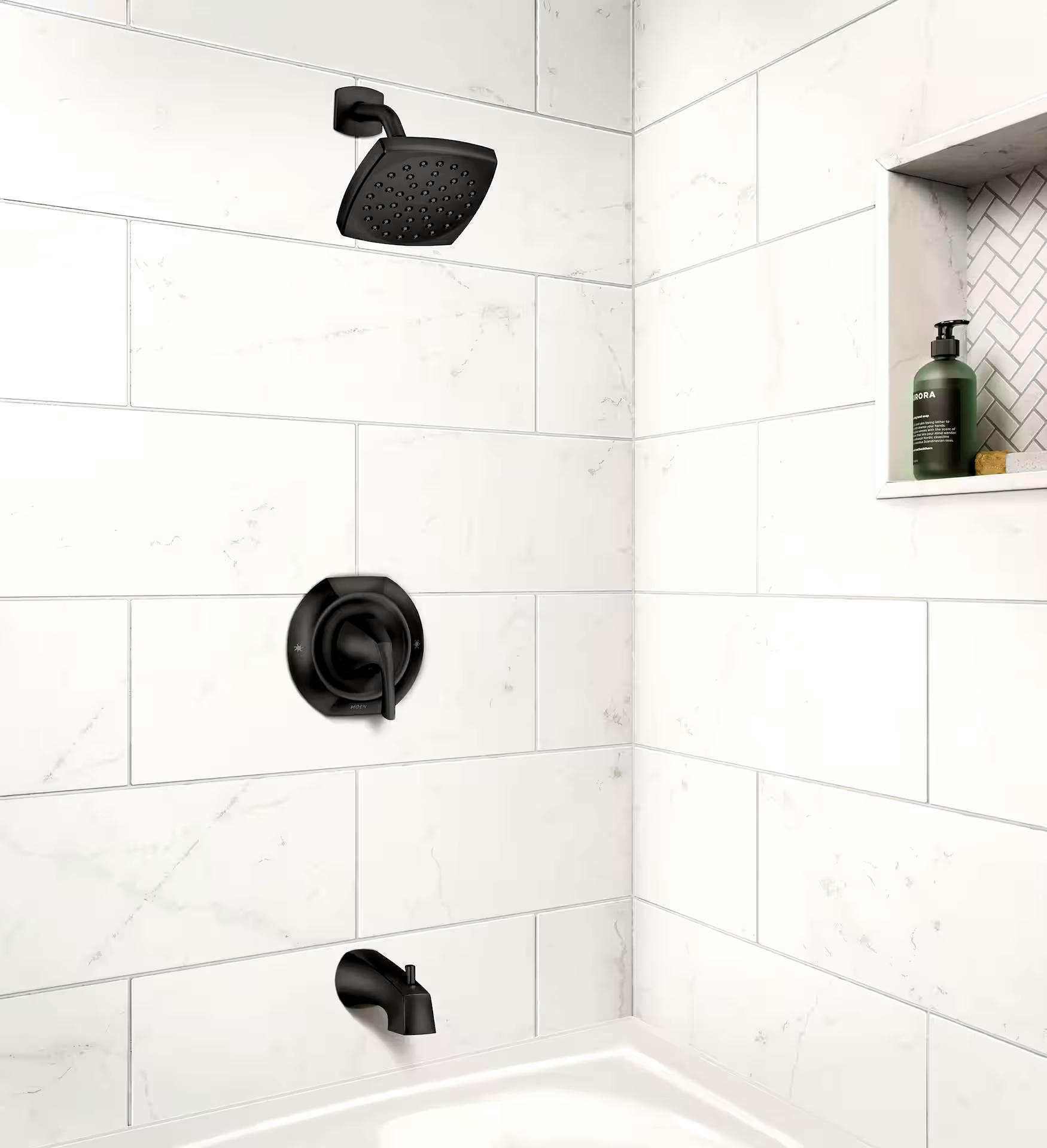 Moen Lindor Tub/Shower Faucet Set with Posi-Temp®, Matte Black