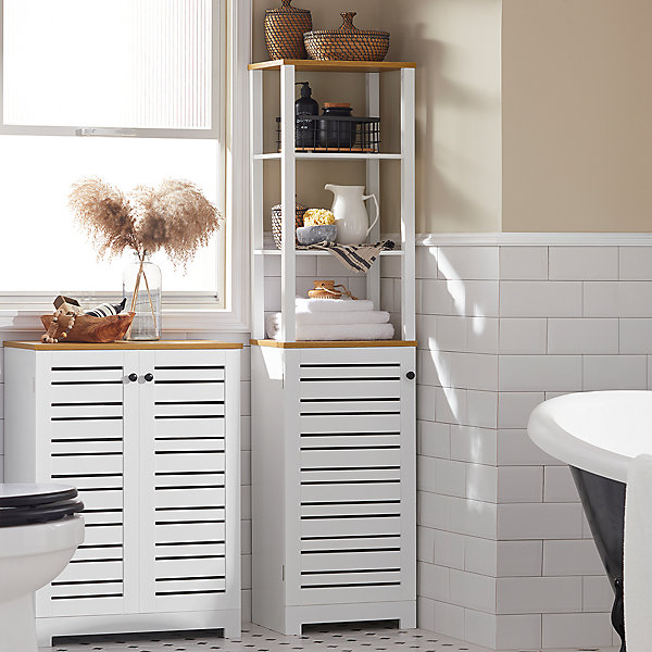 Meuble Colonne Salle de Bain Armoire Haute de Rangement, BZR43-W, SoBuy