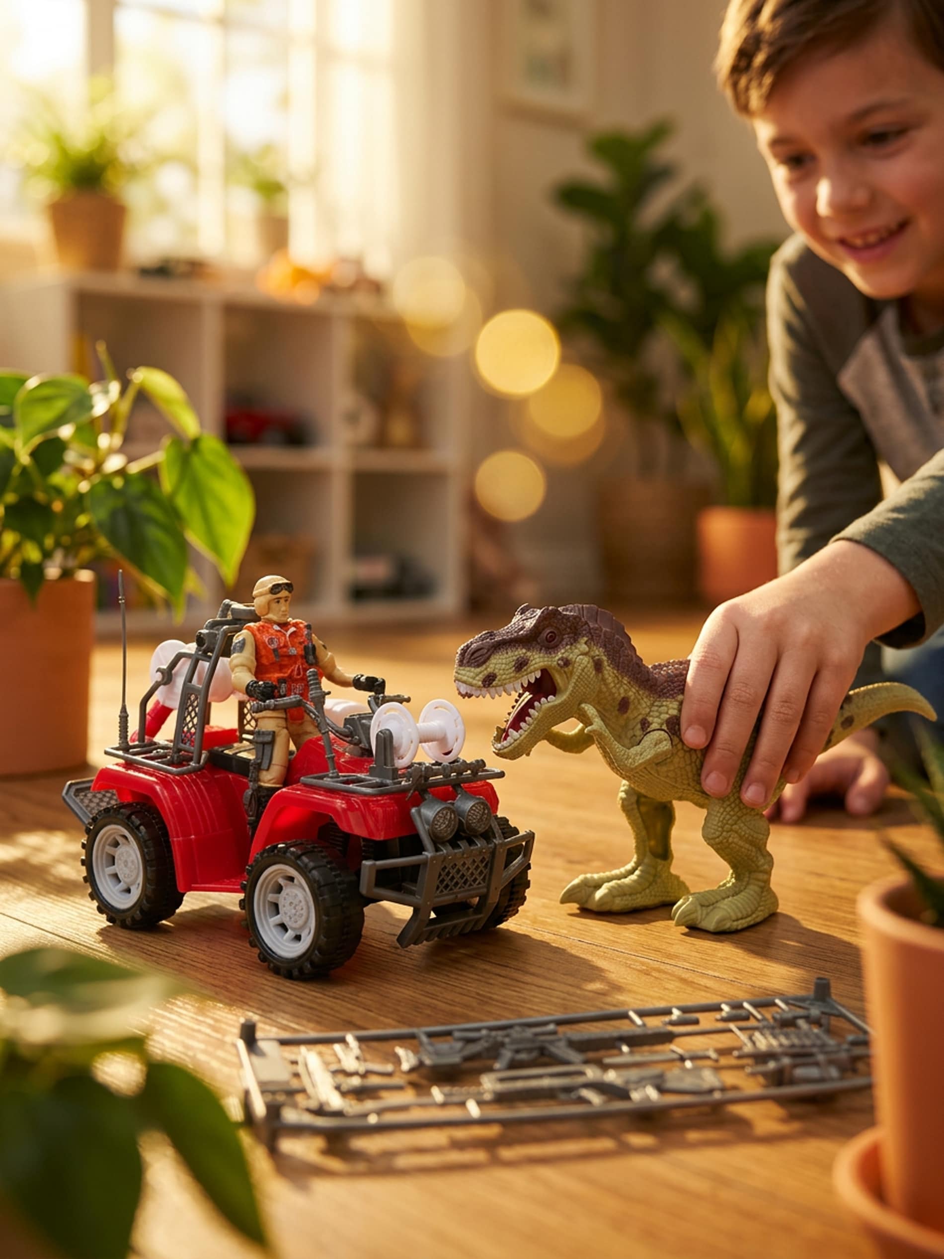 Zestaw figurek z dinozaurem i pojazdem 4 pack