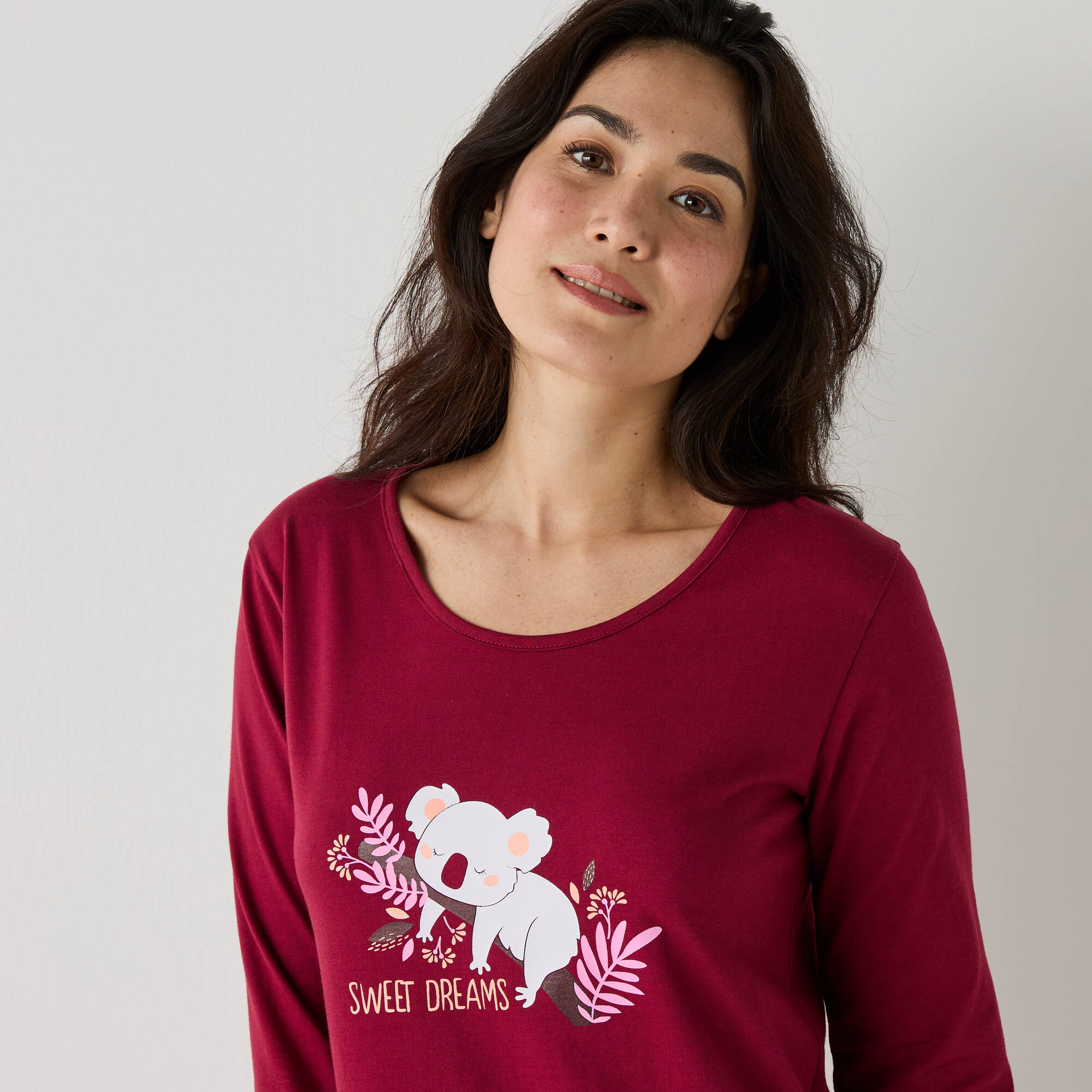 Chemise de nuit longue longues motif &laquo;koala&raquo;
