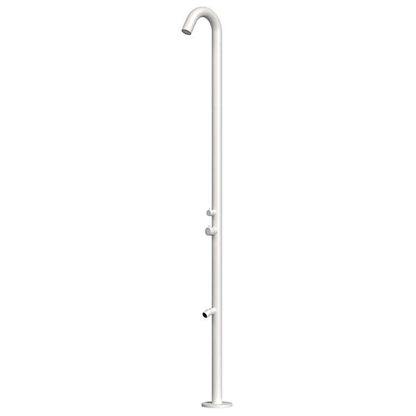 Douche exterieure blanc mat acier inox 316L mitigeur chaudfroid lavepieds
