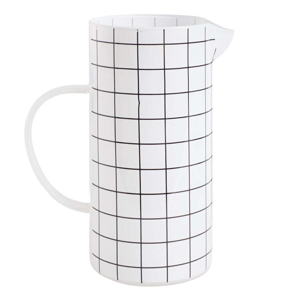Carafe en verre 1,3L blanc quadrillage noir Ø10xH21cm