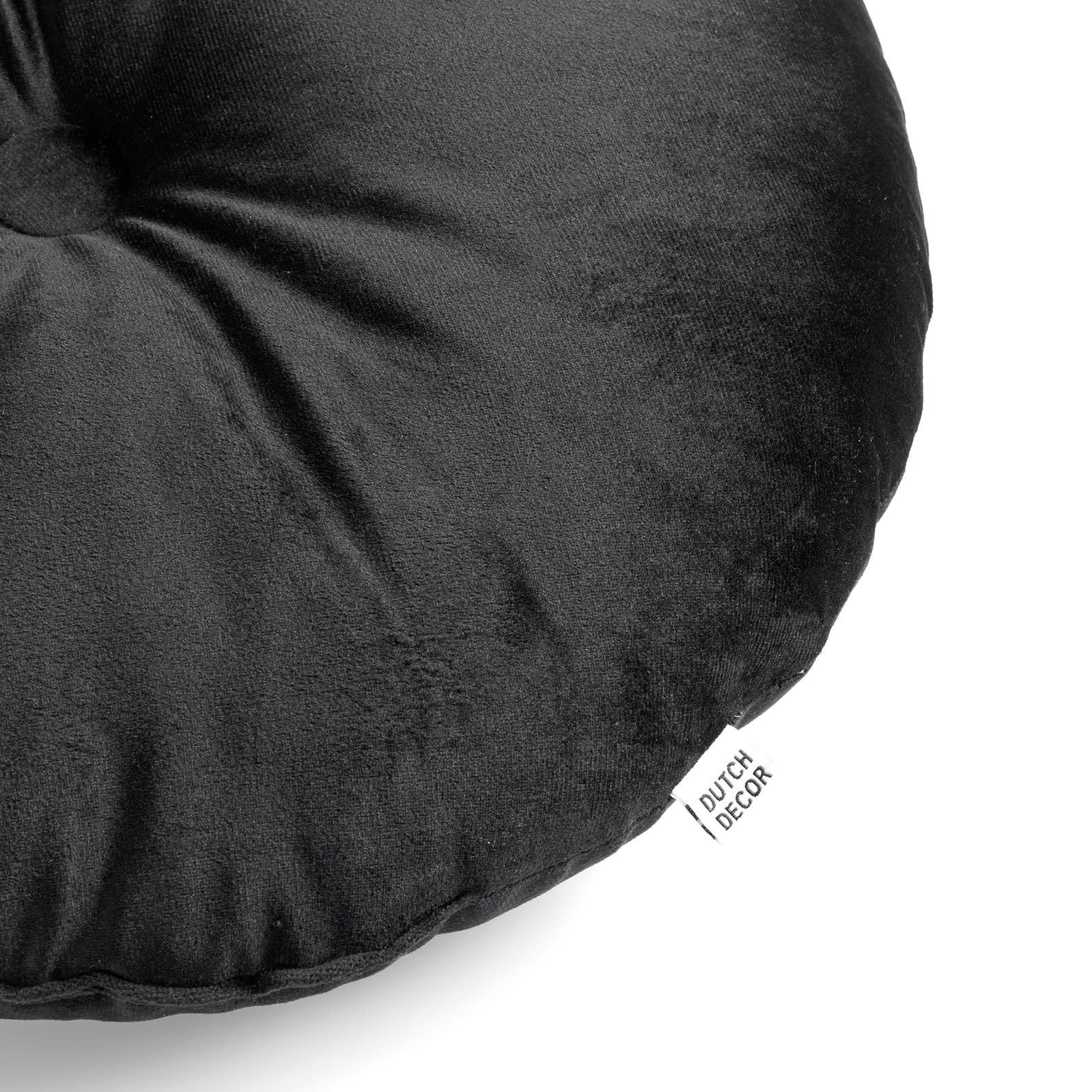 OLLY - Coussin rond noir en velours 40 cm uni