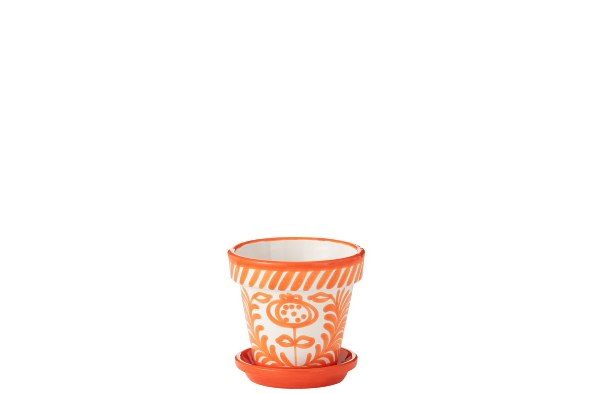 J-Line bloempot Granada Handmade   Painted - keramiek - oranje - small - Ø 21 cm