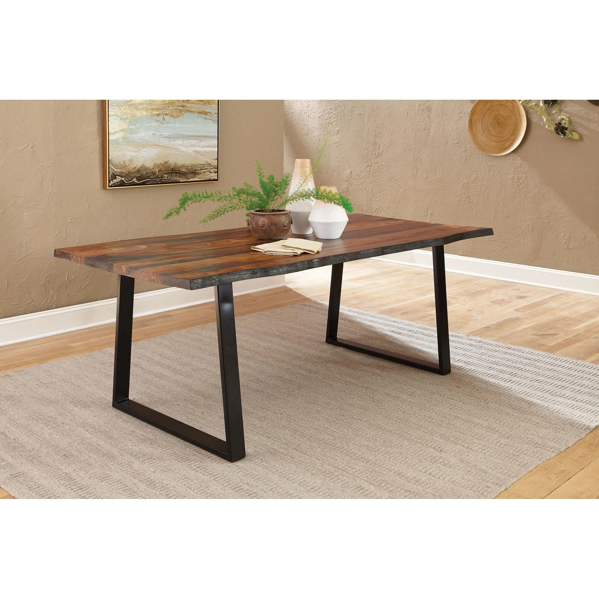 Ditman 80-inch Live Edge Dining Table Grey Sheesham