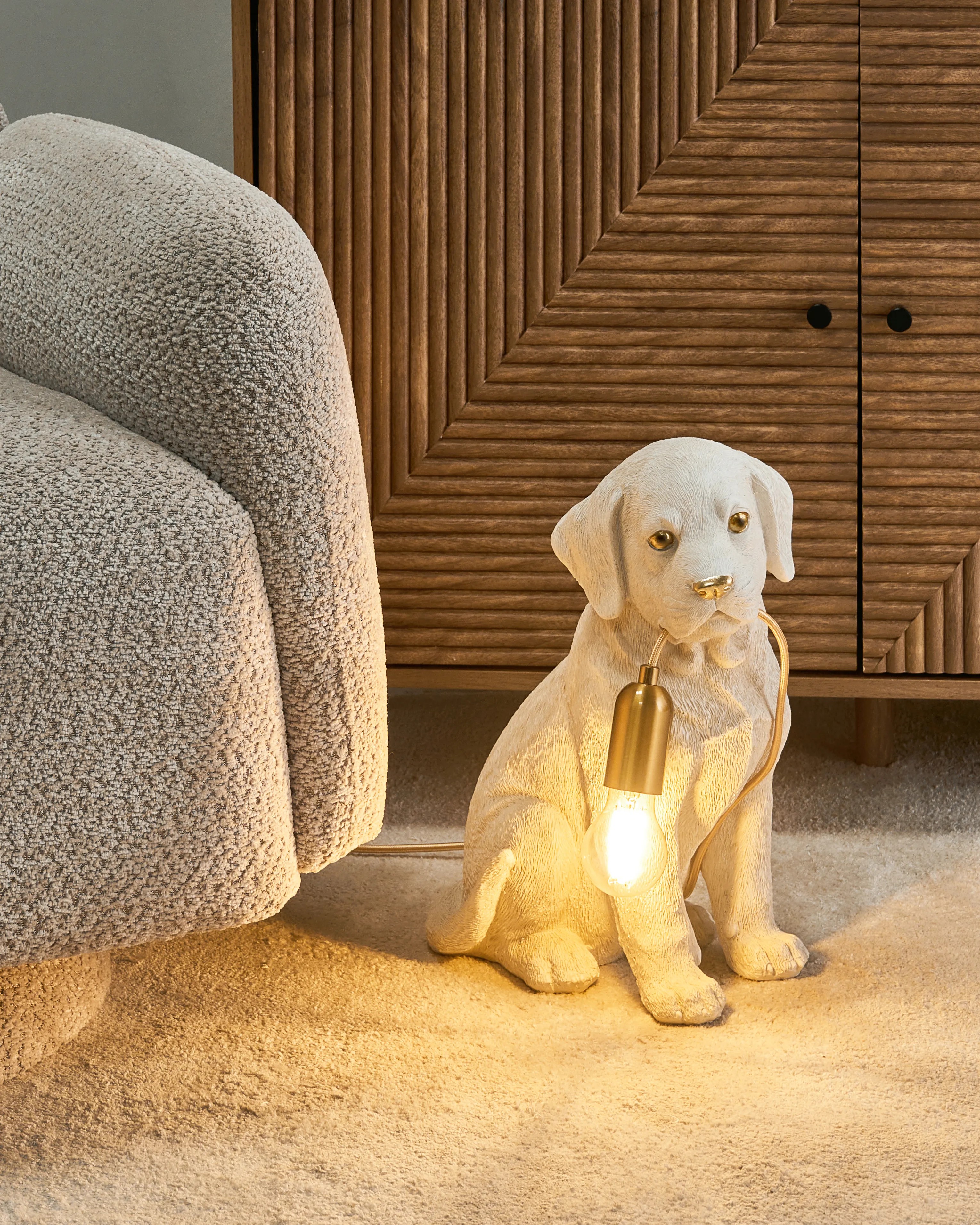 Table Lamp Dog LUCKY White