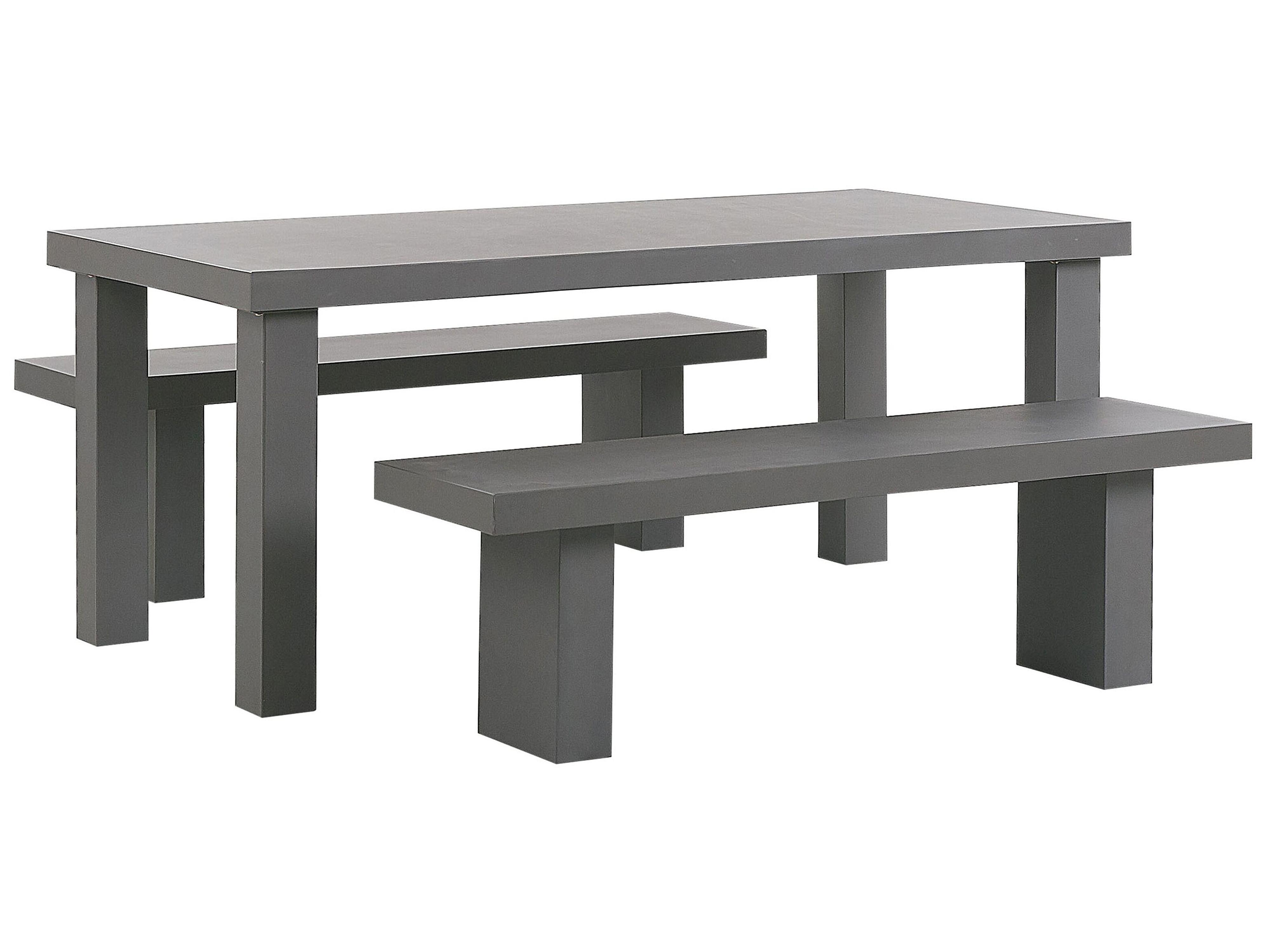 Garden Dining Set with Benches 4 Seater TARANTO Concrete Grey