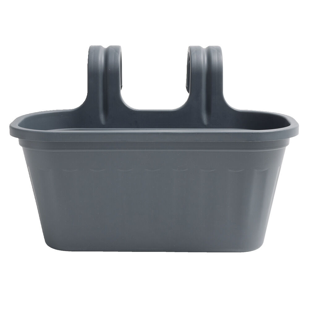 Jardinière pour balcon en plastique gris 38x18xH26cm