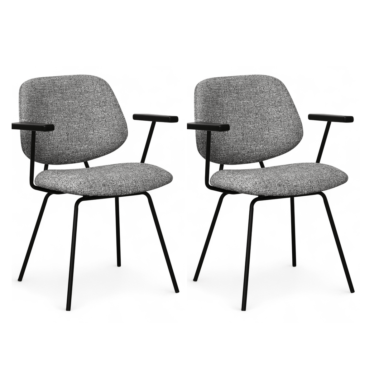 Furnhouse eetkamerstoelen armleuning Sofia - Grijs - Stof (Bouclé) - Set van 2