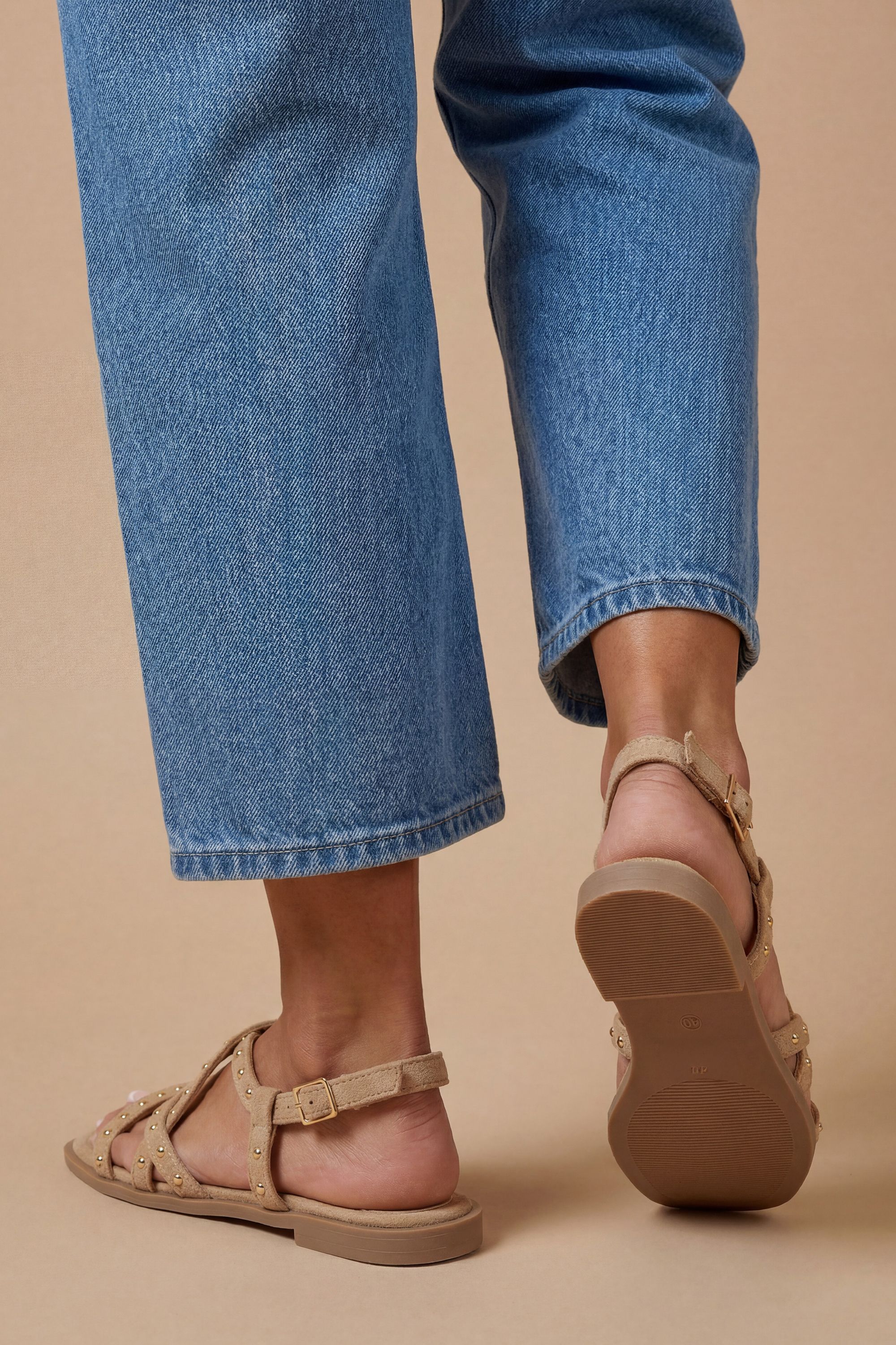 Dorothy Perkins Ellis Faux Suede Studded Gladiator Flat Sandals