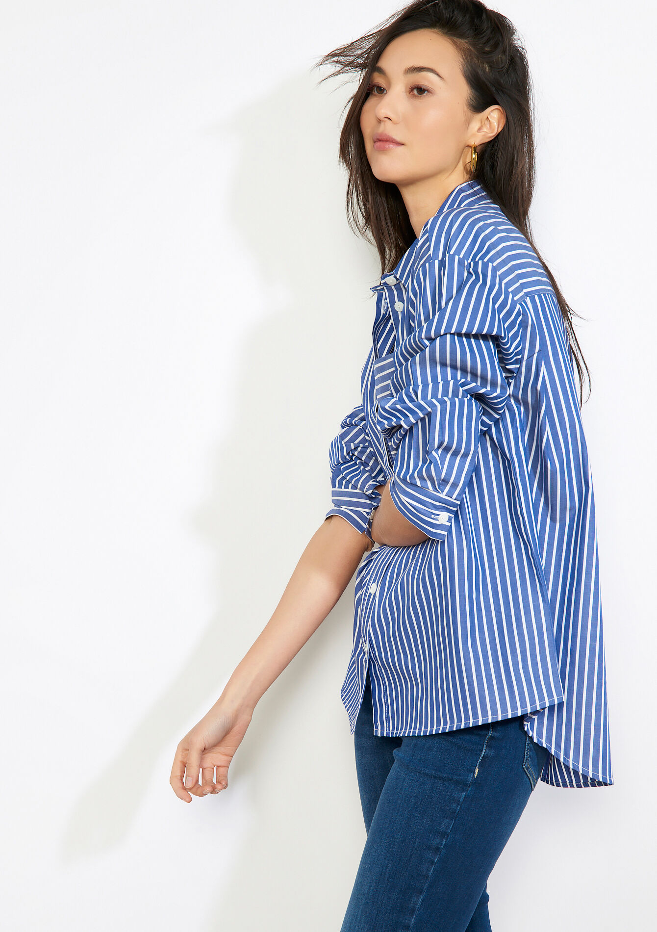 Oversized gestreept hemd