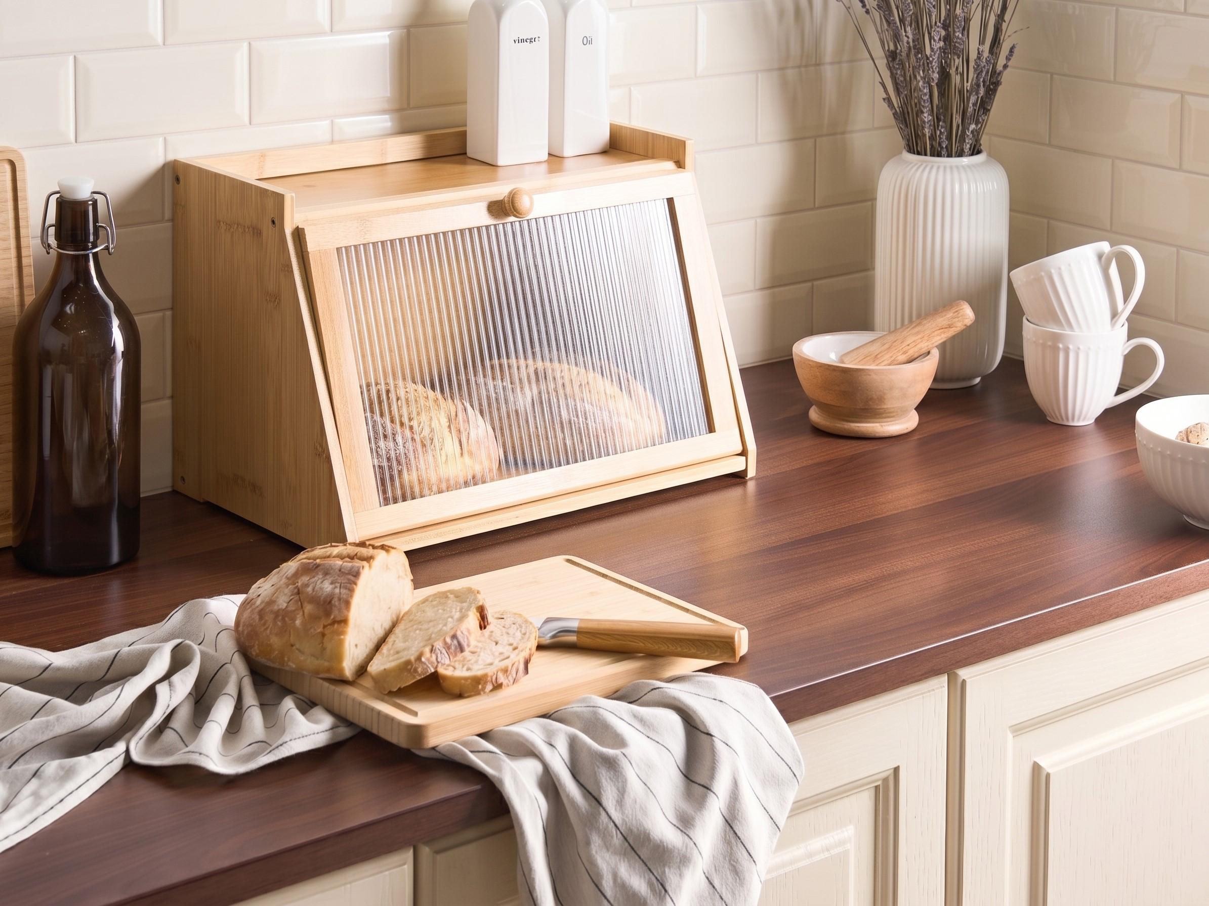 Bread Bin FARINE Bamboo Light Brown