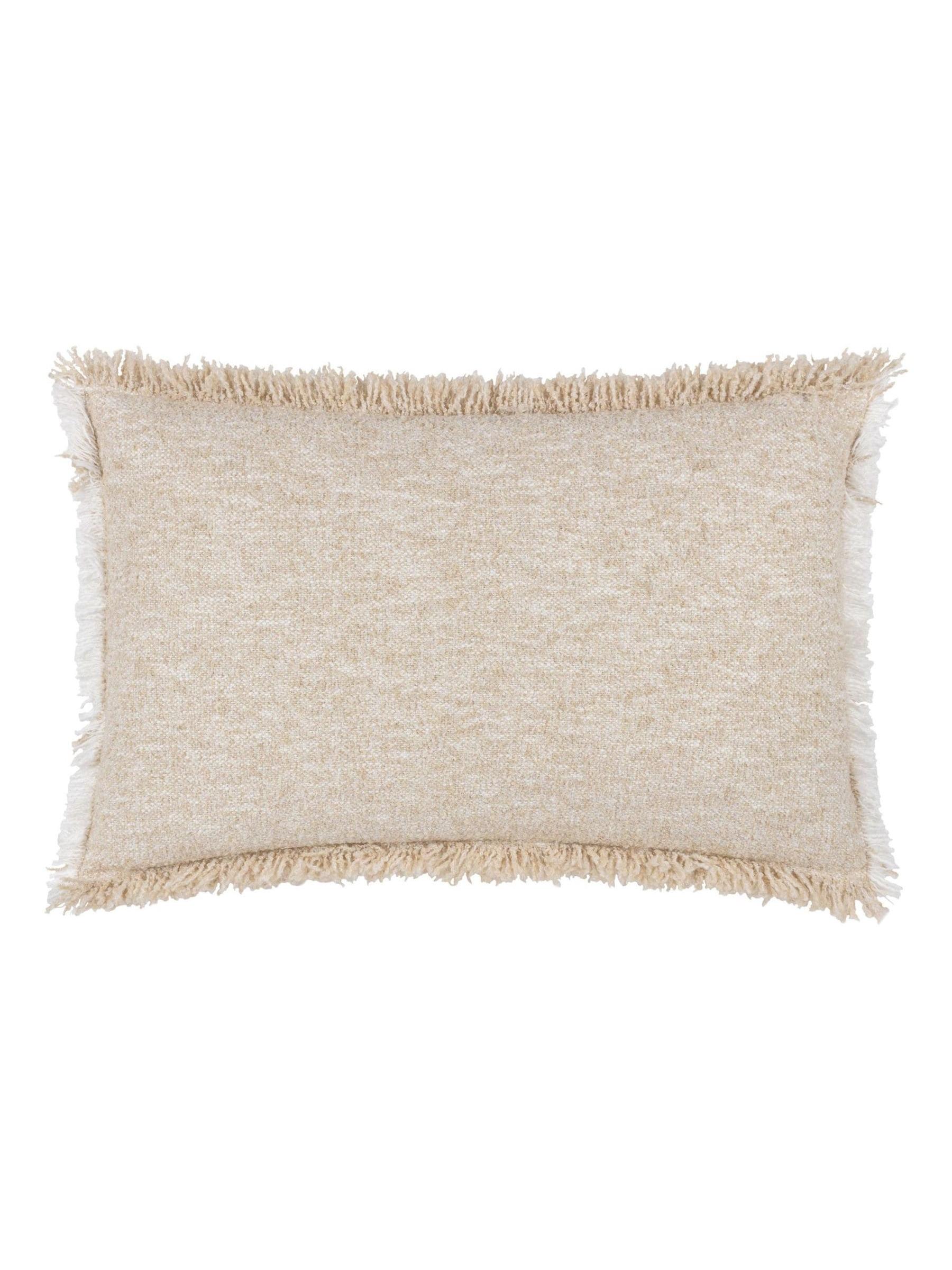 Yard Natural Beige Doze Woven Fringed Filled Cushion
