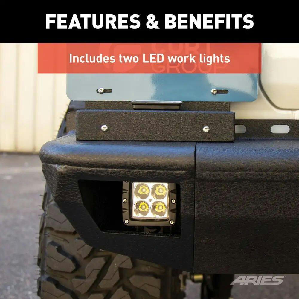 Aries 2082081 TrailChaser Jeep JL Steel Rear Bumper with LEDs