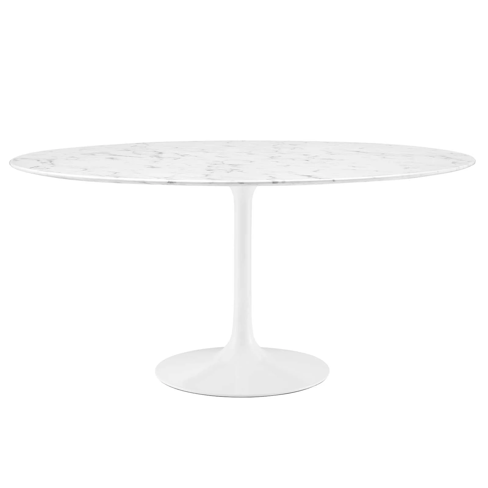 Round Artificial Marble Dining Table - White