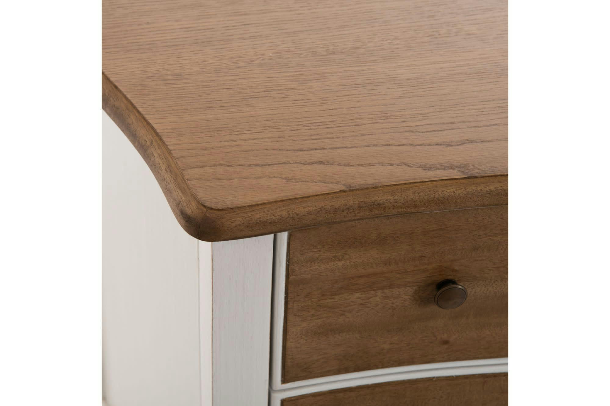 BETSY - Commode baroque bois et blanc cassé 3 tiroirs L100