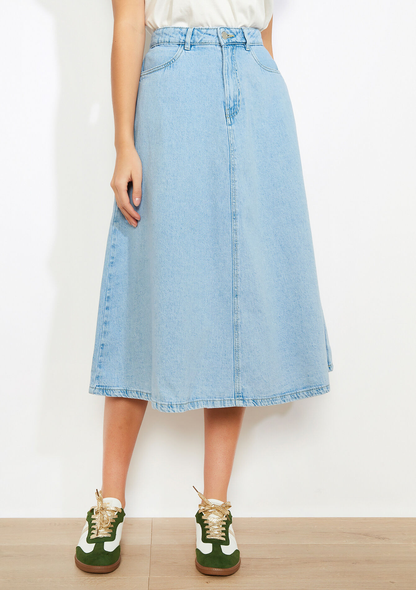 Denim midi-rok