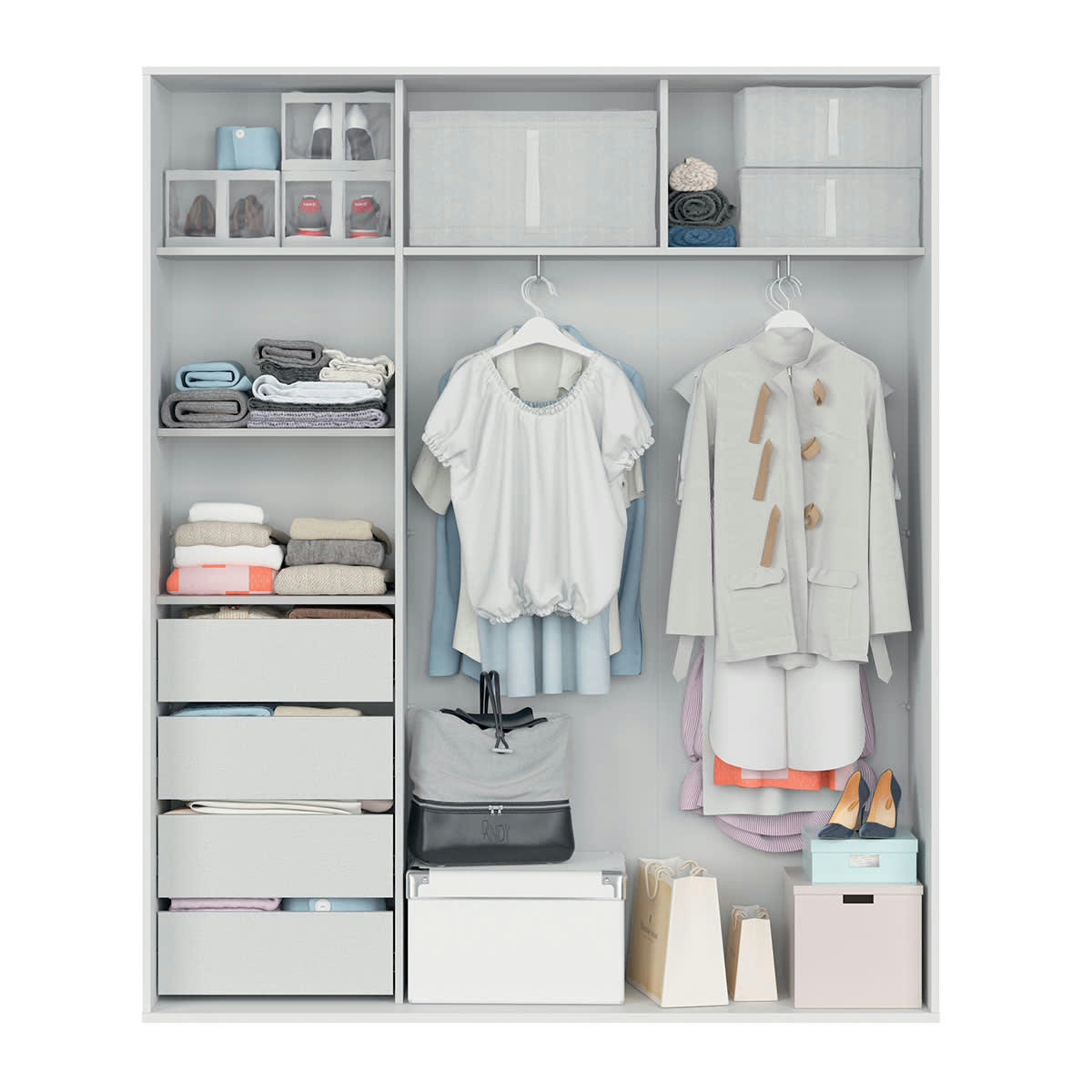 - Armoire 2 portes L180 x P45 x H218 cm stratifiés blanc