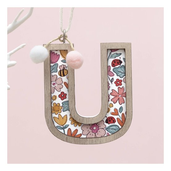 Hanging Wooden Letter U 7.5cm