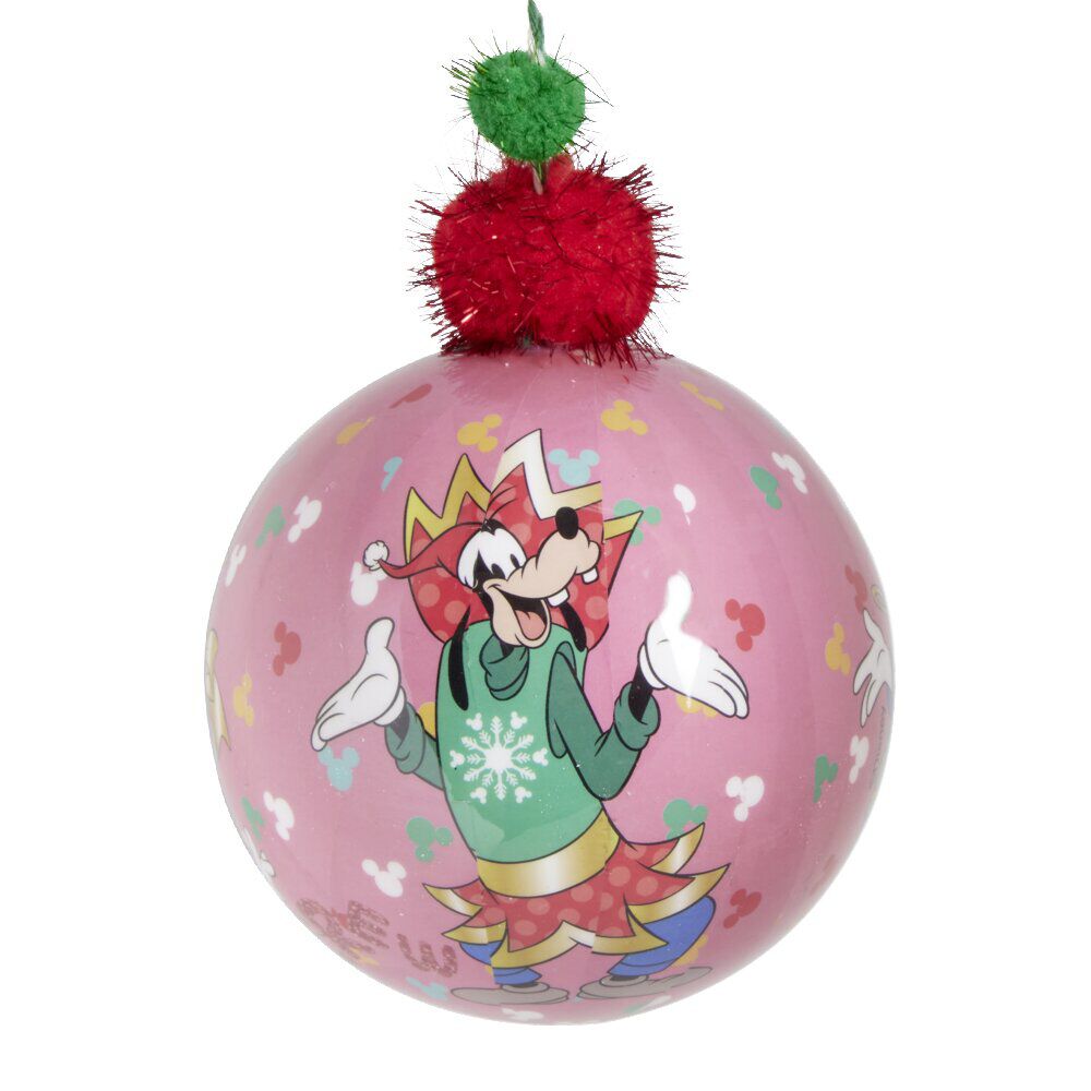 Boule de No&euml;l Disney Mickey rose Ø12cm