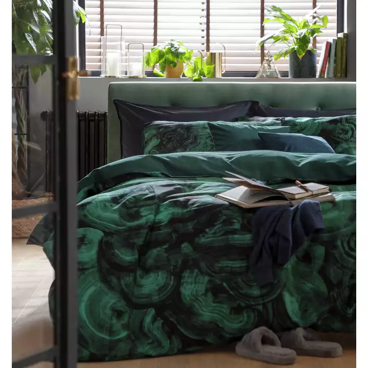 Habitat Cotton Malachite Print Green Bedding Set - Kingsize