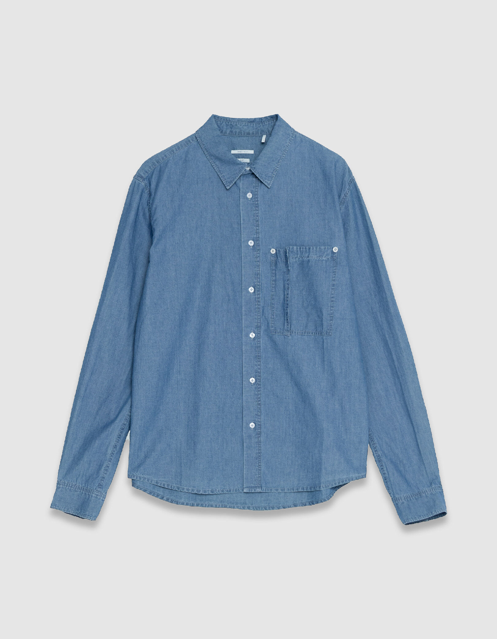 Chemise regular bleu chambray poche asymétrique Homme