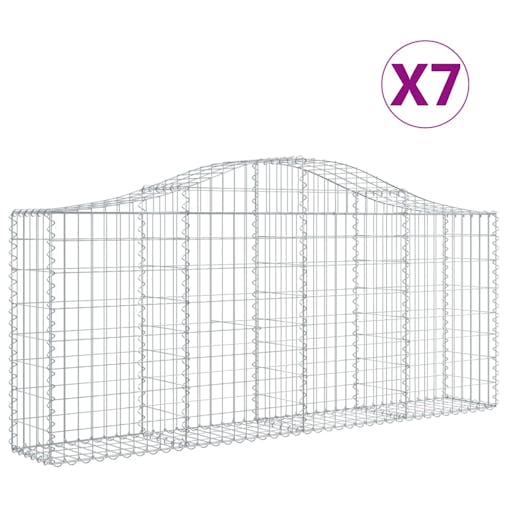 NNEVL Arched Gabion Baskets 7 pcs 200x30x80/100 cm Galvanised Iron