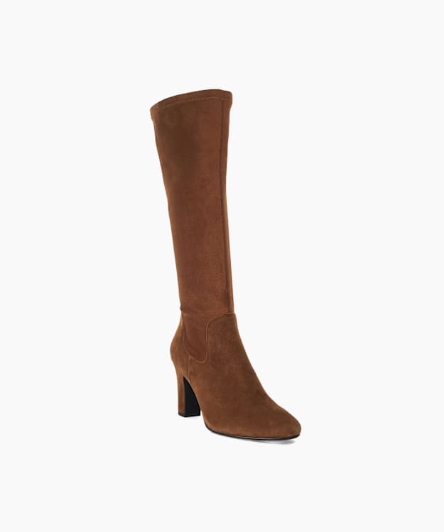 Simple Tan - Block-Heel Knee-High Boots