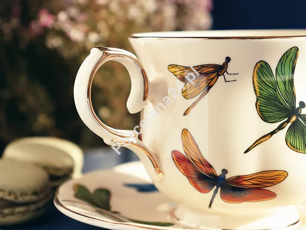 Kpl. filiżanek ze spodkiem 260 ml (2 szt.) Duo - Ecru Ważki 15.WAŻ.K2FS