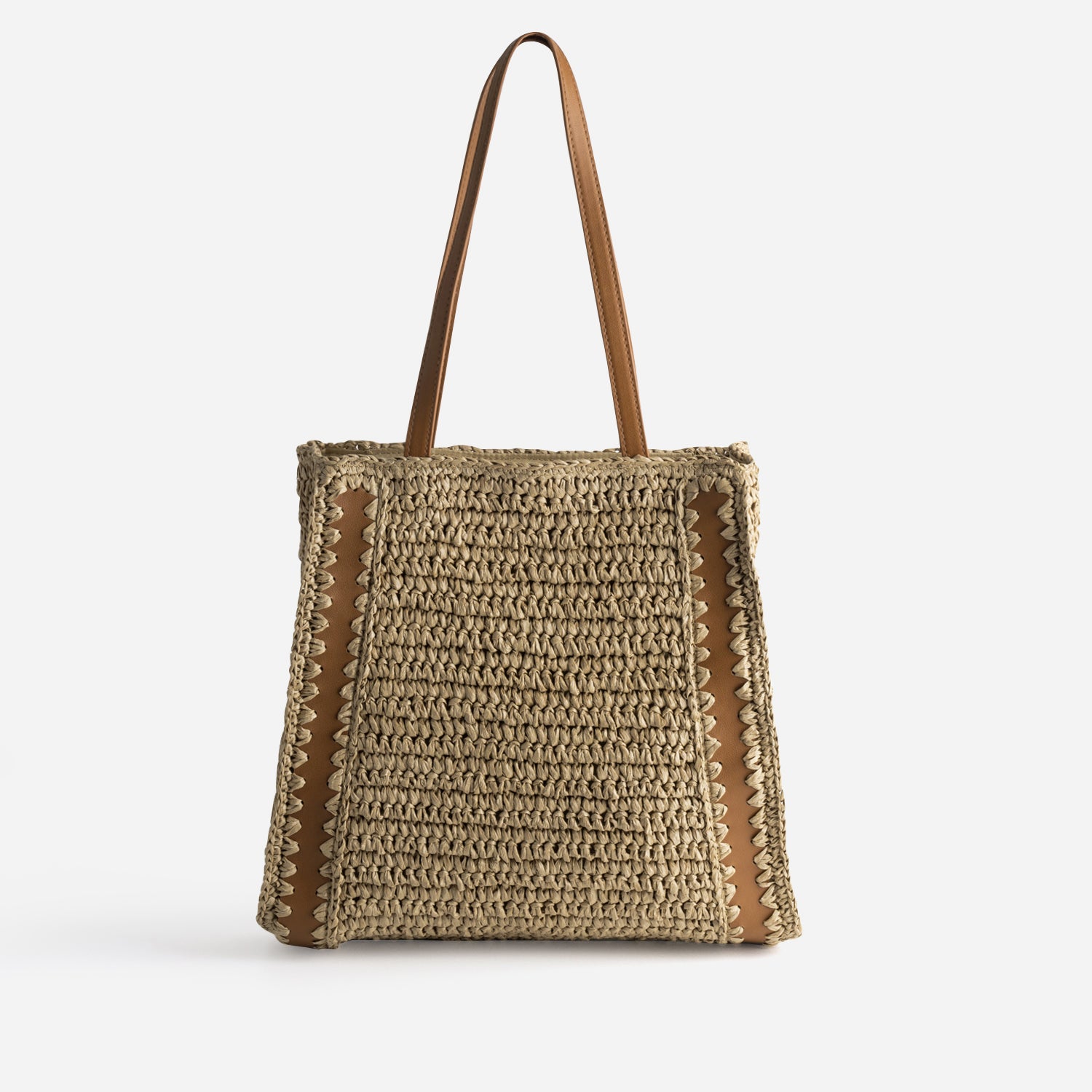 Sac cabas TEXTO beige paille papier