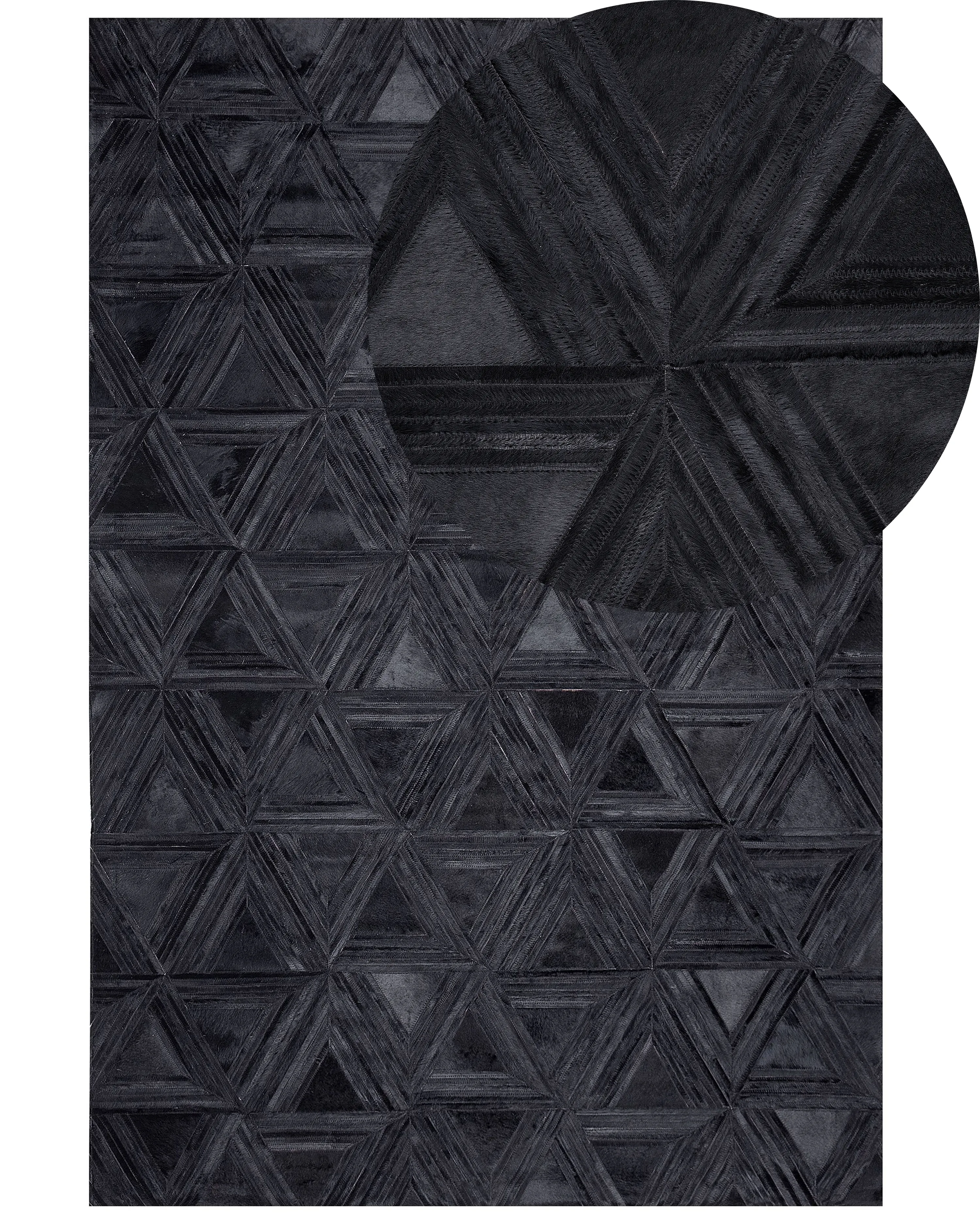 Rug KASAR Black 140 x 200 cm Leather