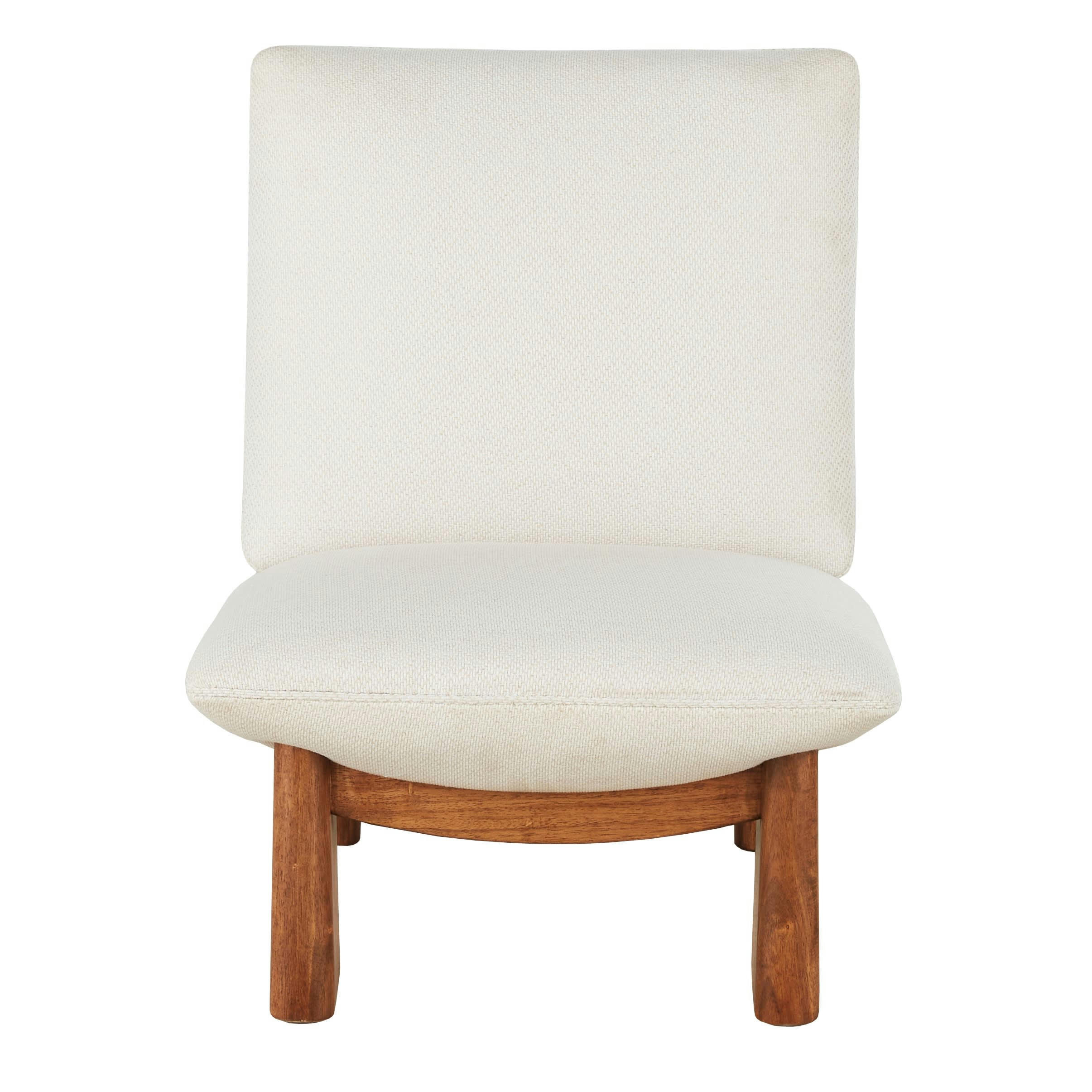 Amaya - Fauteuil beige et pieds en bois d'hévéa