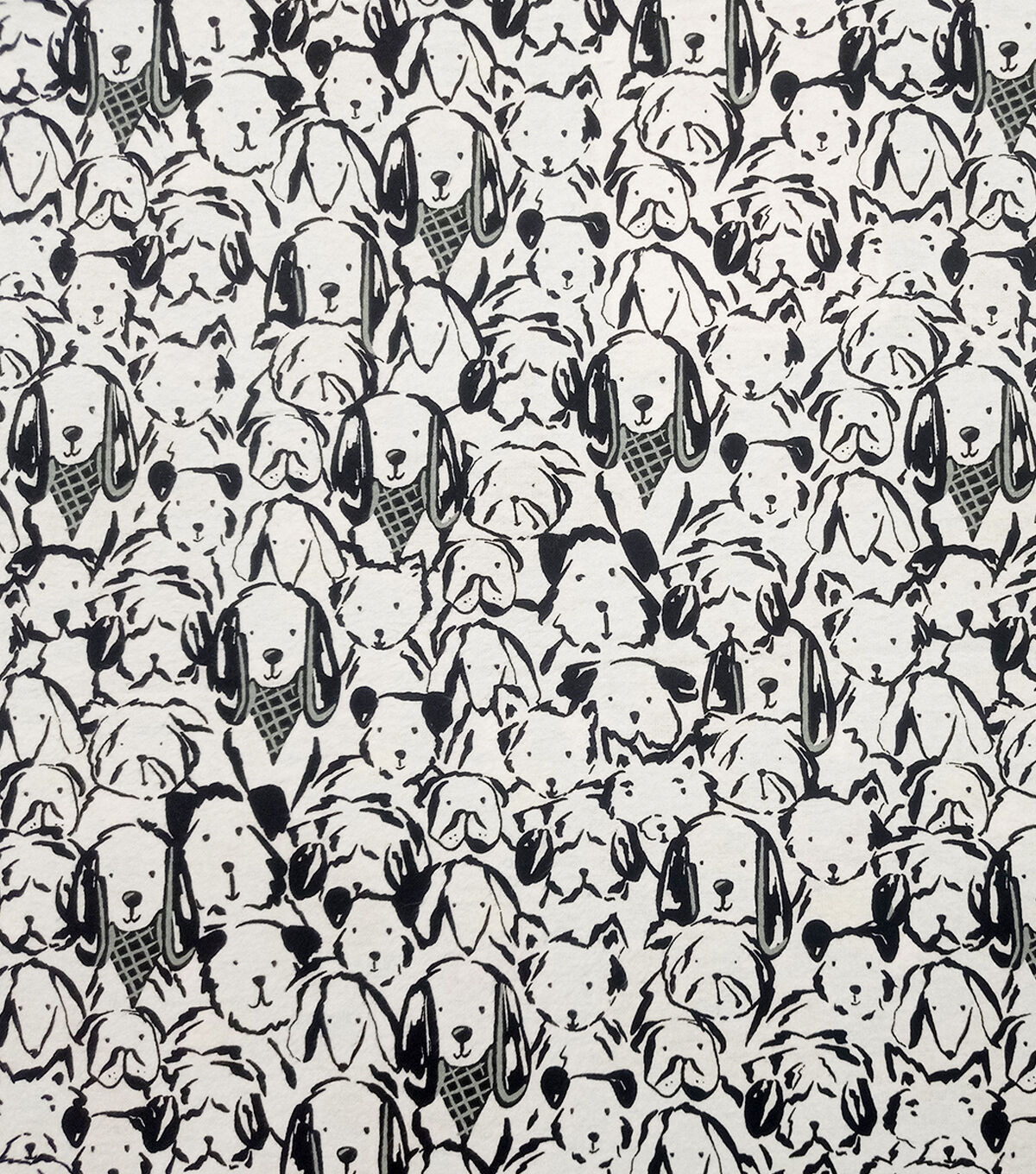 White Sketch Dogs Super Snuggle Flannel Fabric