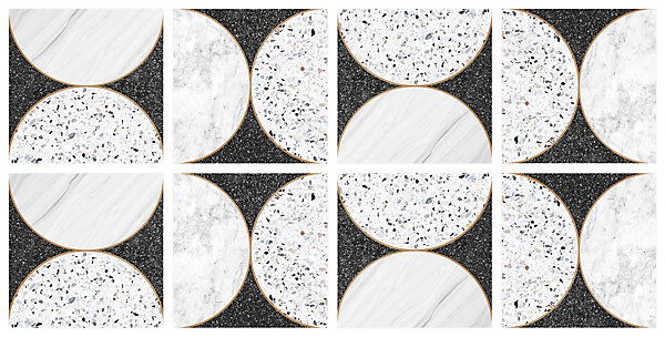 Lot 8 carreaux adhésifs décoratifs Vinyl Way Bruxelles Dada Art effet marbre noir &blanc L.20 x L.20 cm x ep.1,3 mm