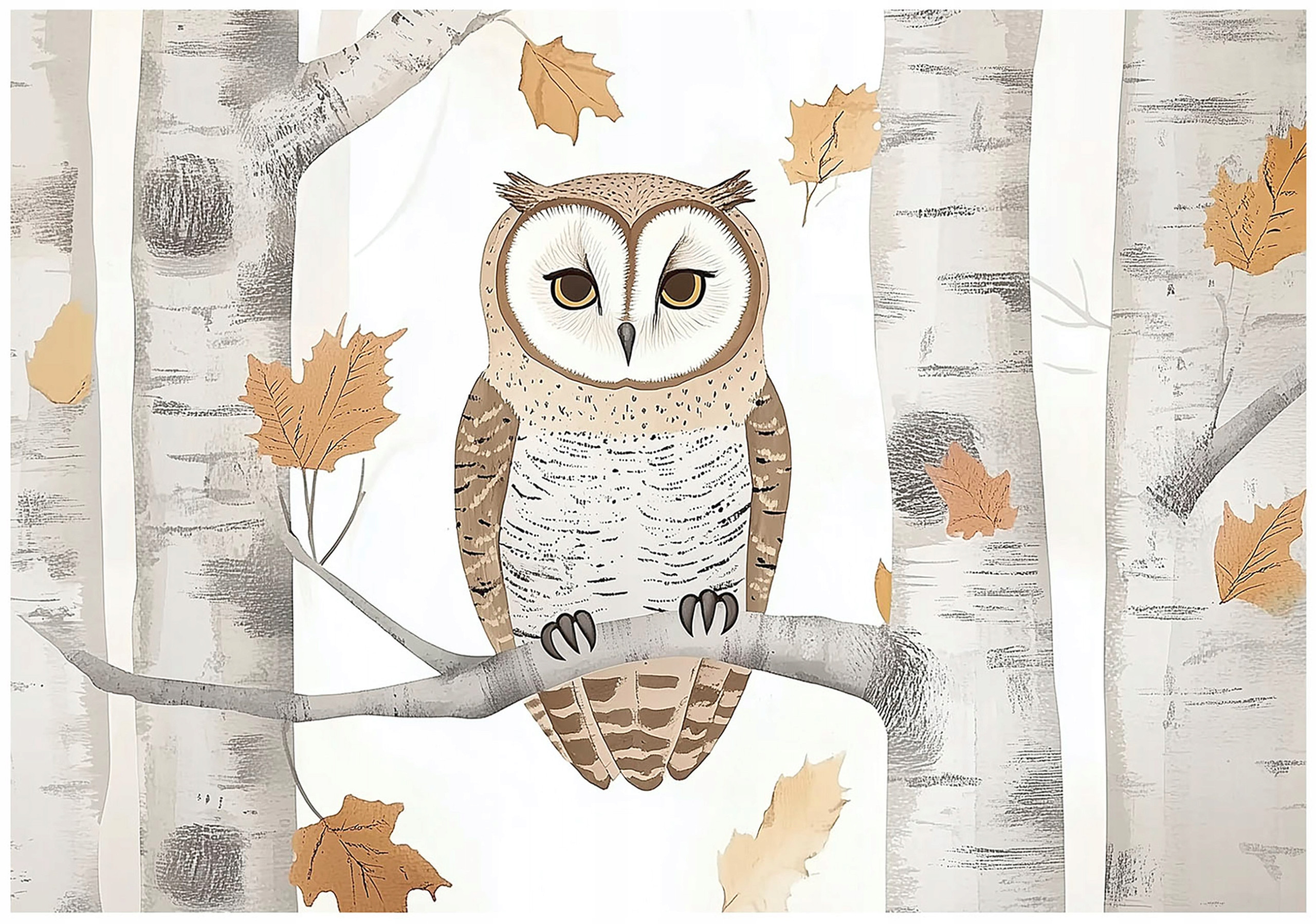 Fototapeta dla dzieci sowa drzewa las tapeta do pokoju dziecięcego 250x175
