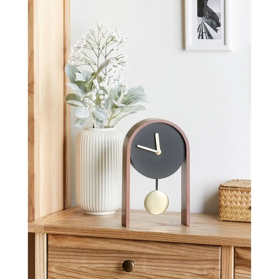 BLATTEN - Tafelklok - Donkerbruin/Zwart - MDF