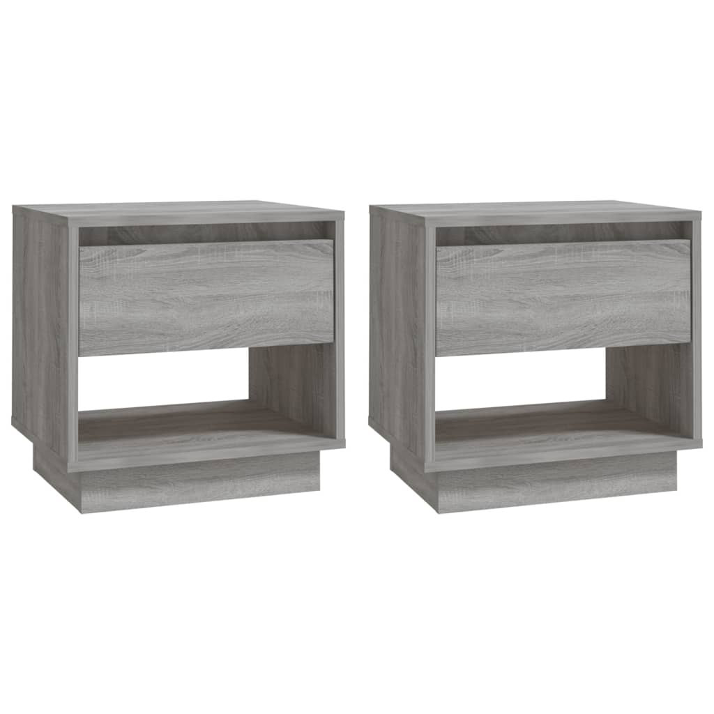 2x Szafka Nocna Stolik Komoda Szara z Szufladą Do Sypialni 45x34x44 cm