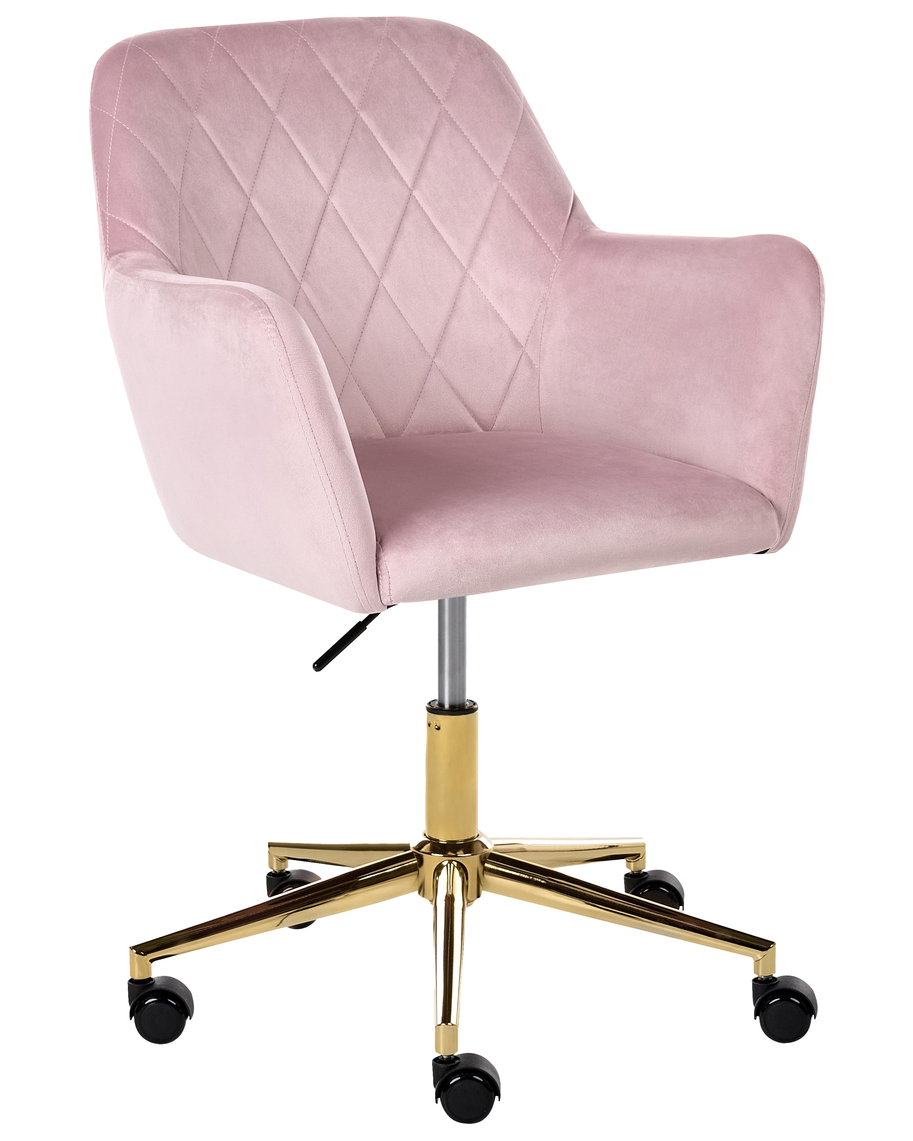 Desk Chair LELORIA Velvet Pastel Pink