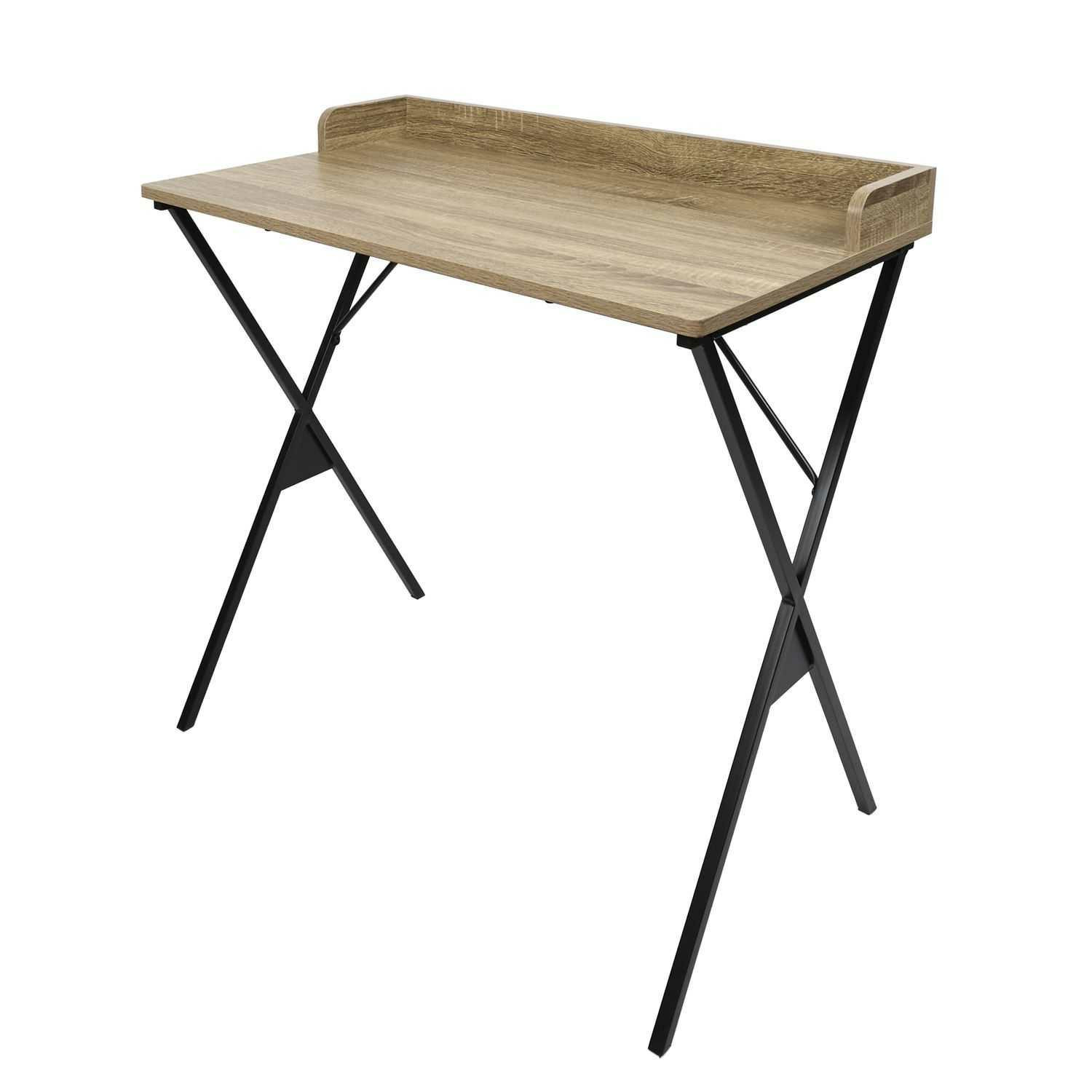 Biurko Milo dąb naturalny 80x48 cm loft, metal czarny