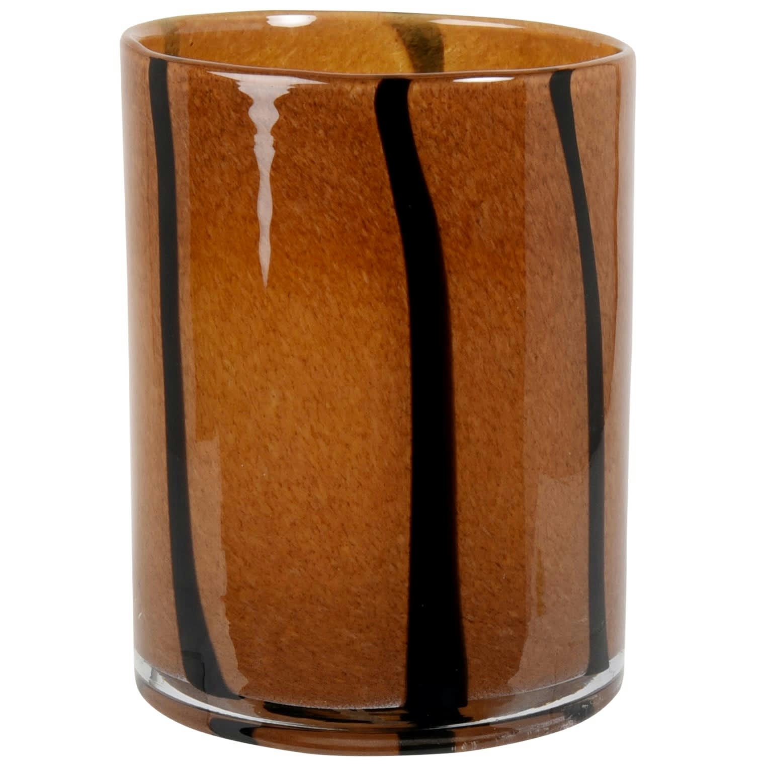 ADEL - Vase en verre recyclé marron et noir H21