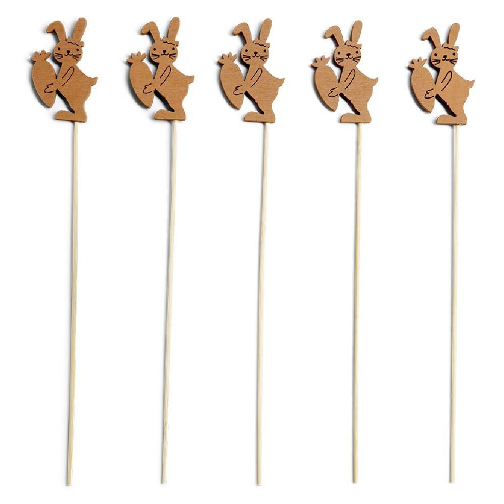 Lot de 5 pics en bois thème Pâques
