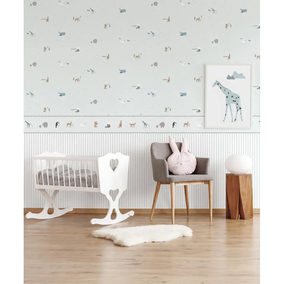 Sanders & Sanders behang dieren lichtblauw - 53 cm x 10 m