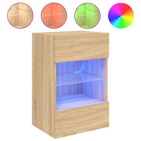Ścienna szafka TV z LED dąb sonoma 40x30x60.5 cm