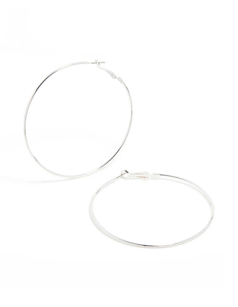 Silver Plated Large Thin Hoop Earrings