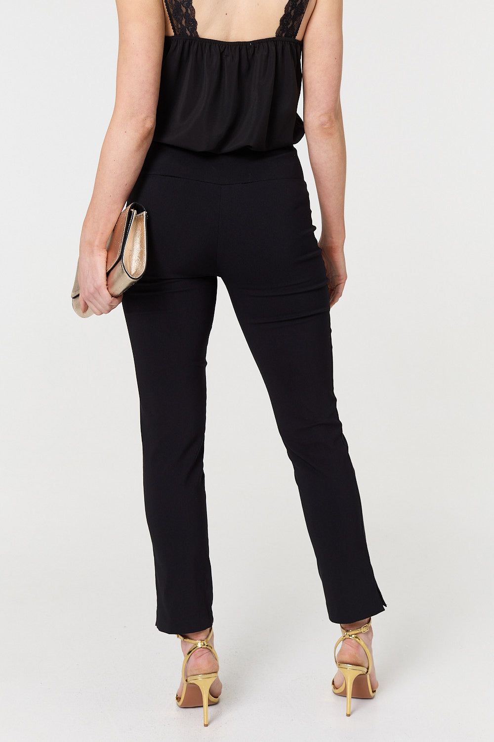 Izabel London High Waist Slim Leg Fitted Trousers